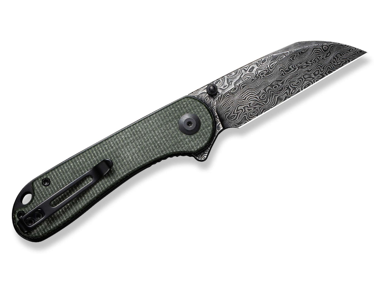 CIVIVI Elementum, Wharncliff blade,  Micarta Green, Damascus, Linerlock - 1