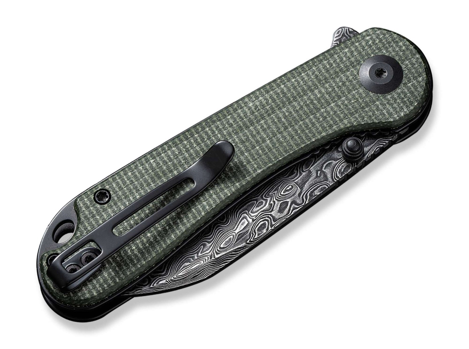 CIVIVI Elementum, Wharncliff blade,  Micarta Green, Damascus, Linerlock - 4