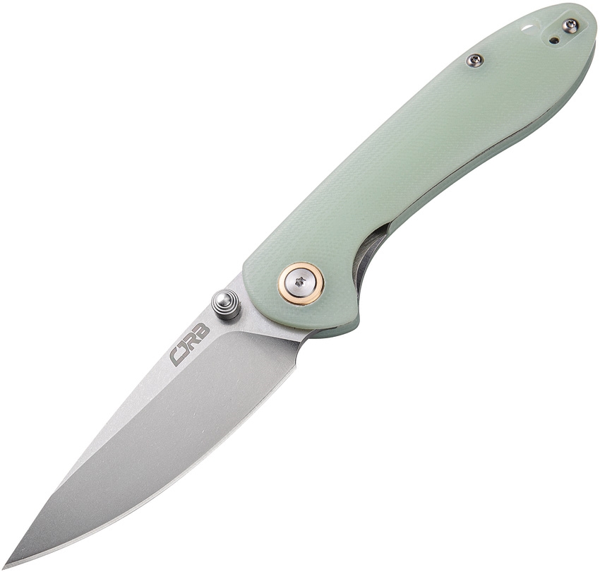 CJRB Cutlery, Small Feldspar Folding Knife 3" , Jade Handle  - 4