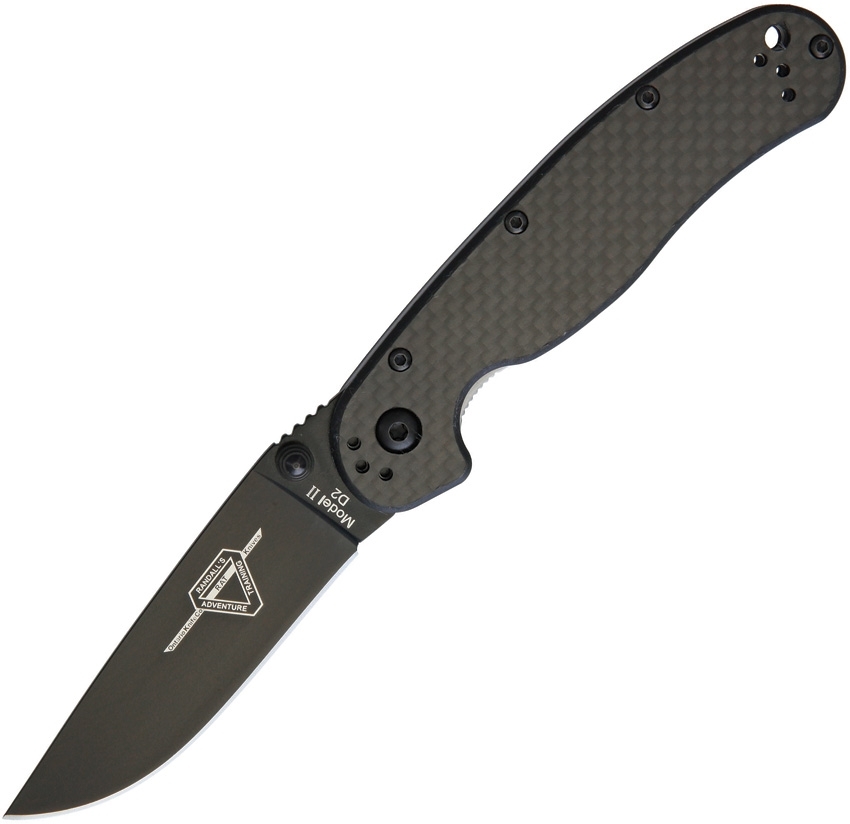 Ontario, RAT-II- D2, SP, Carbon Fiber Handle, Black Blade 