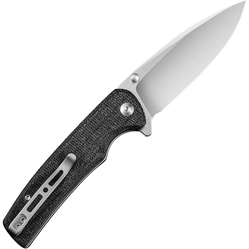 Sencut, Crowley, Button Lock, Green Micarta Handle,  Black Stonewashed - 2