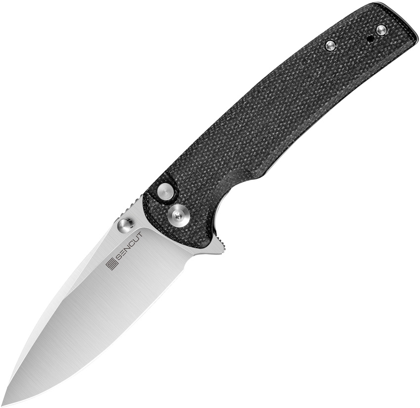 Sencut, Crowley, Button Lock, Black Micarta Handle, Stonewashed - 6