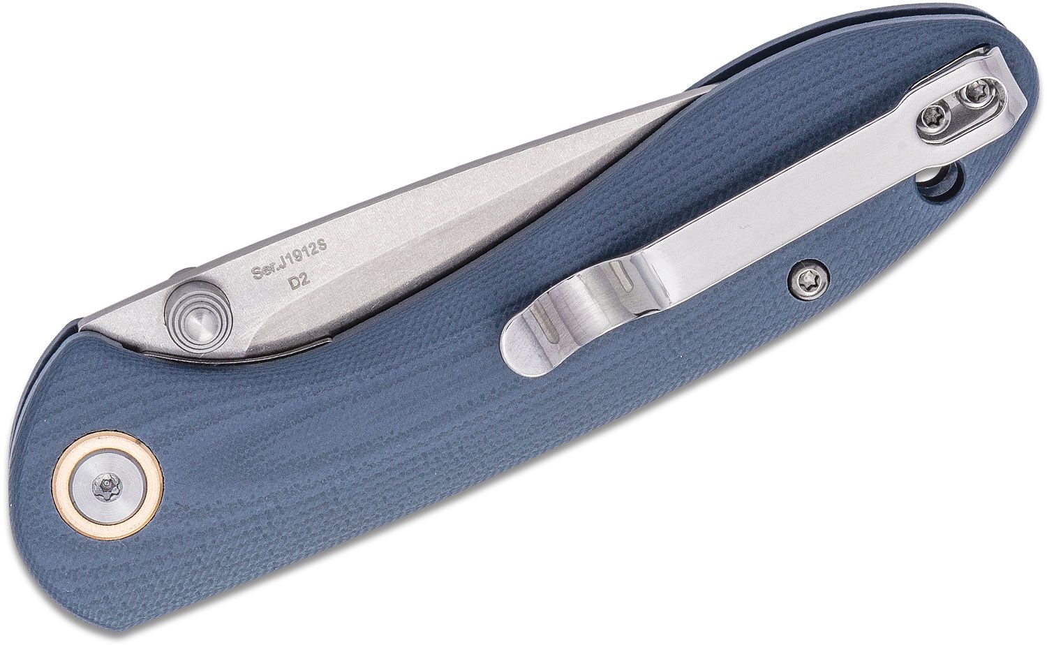 CJRB Cutlery, Small Feldspar Folding Knife 3" , Blue/Grey Handle  - 6