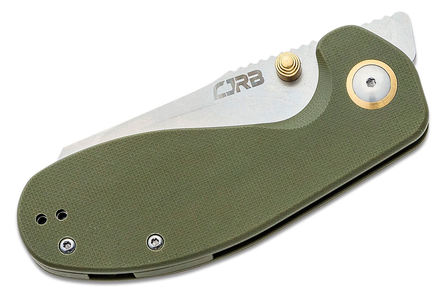 CJRB Cutlery,  MAILEAH Large,  J1918L, Satin AR-RPM9 BLADE, Green Handle - 2