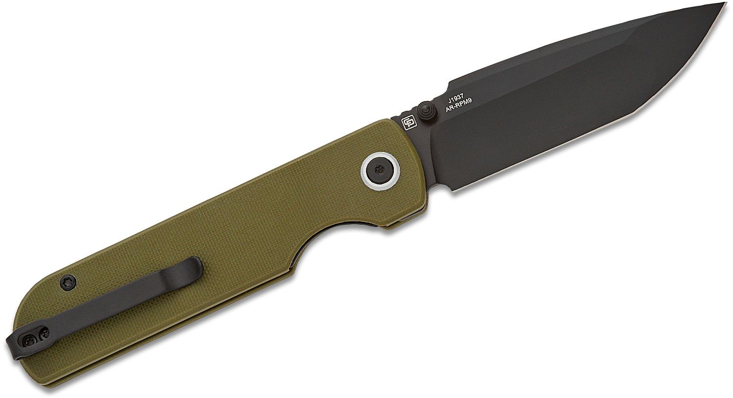 CJRB NOVA J1937 AR-RPM9 BLACK STEEL BLADE, GREEN G10 HANDLE - 5