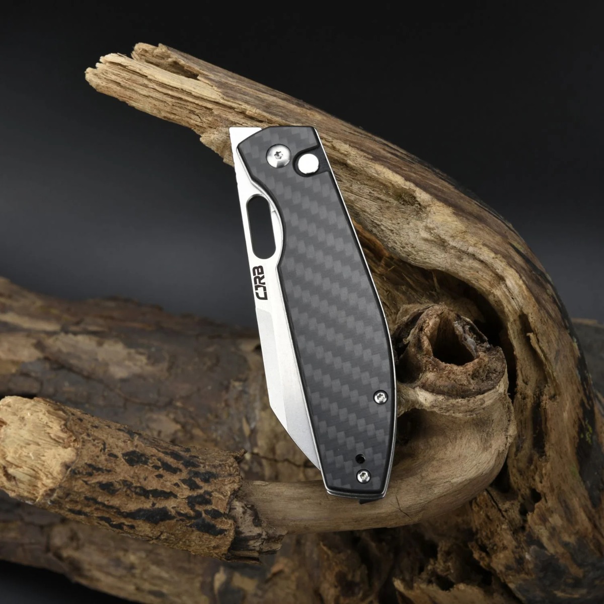 CJRB Cutlery, Ekko, Stonewashed, Carbon Fiber Handle, Buttonlock - 3