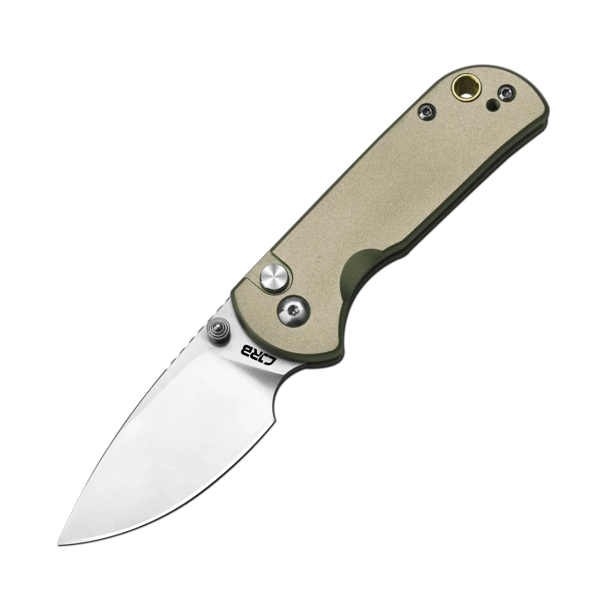 CJRB Cutlery, MICA, AR-RPM9POWDER STEEL, SAND POLISHED BLADE, GREEN ALUMINIUM HANDLE