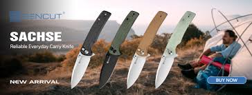 Sencut, Crowley, Button Lock, Green Micarta Handle,  Black Stonewashed - 5