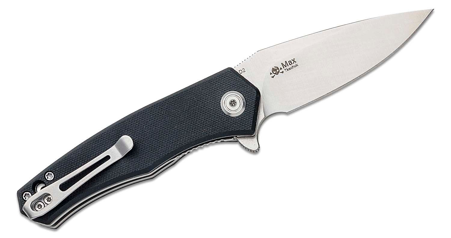 Kubey Knife, Cadmus Flipper Knife - Satin/Black G10 - 2