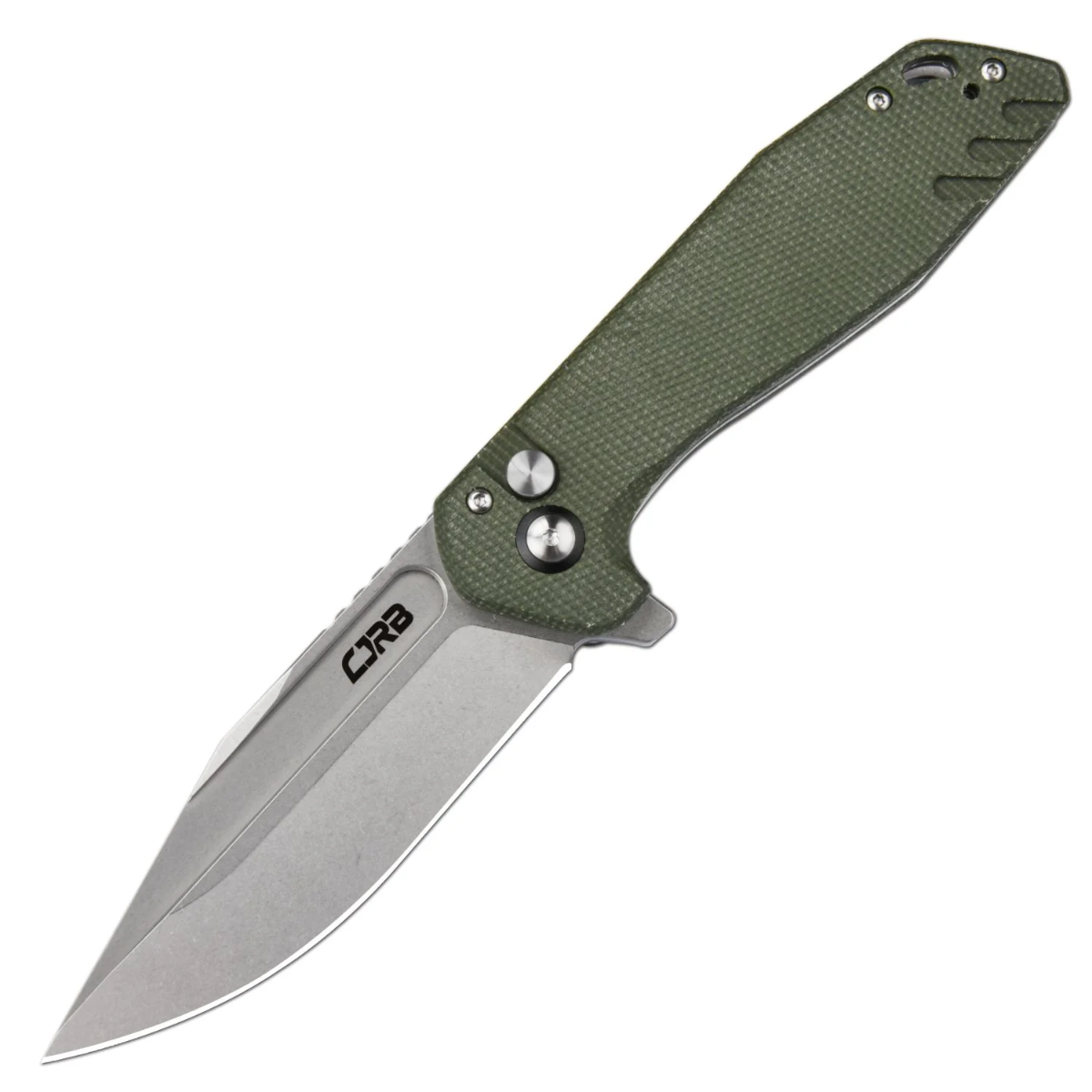 CJRB KNIVES  RIFF, AR-RPM9 STONEWASHED POWDER STEEL BLADE  AND GREEN MICARTA HANDLE , J1928